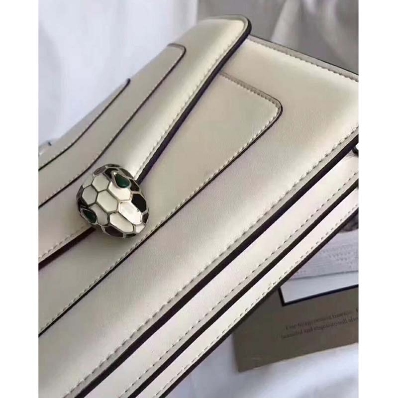 Bvlgari Serpenti Forever Medium Flap Cover Chain Bag Calfskin-White - image 10