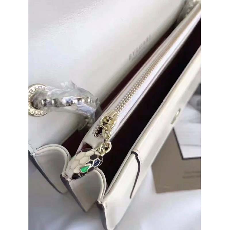 Bvlgari Serpenti Forever Medium Flap Cover Chain Bag Calfskin-White - image 9