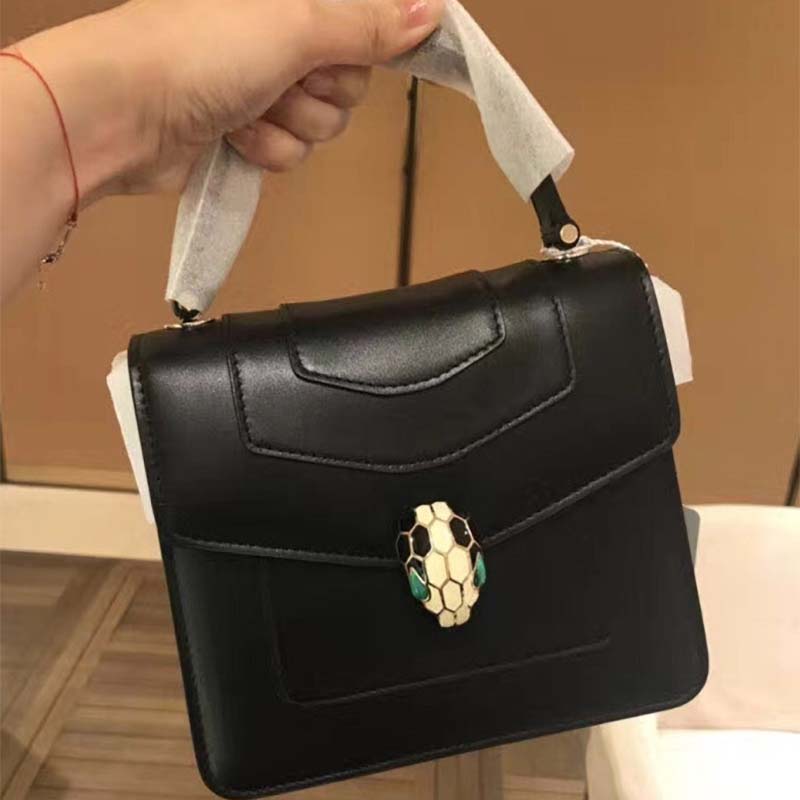 Bvlgari Serpenti Forever Medium Flap Cover Handle Bag Calfskin-Black - image 4