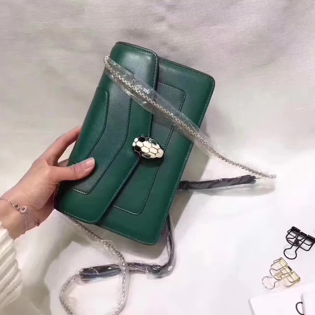 Bvlgari Serpenti Forever Small Flap Cover Chain Bag Calfskin-Green - image 4