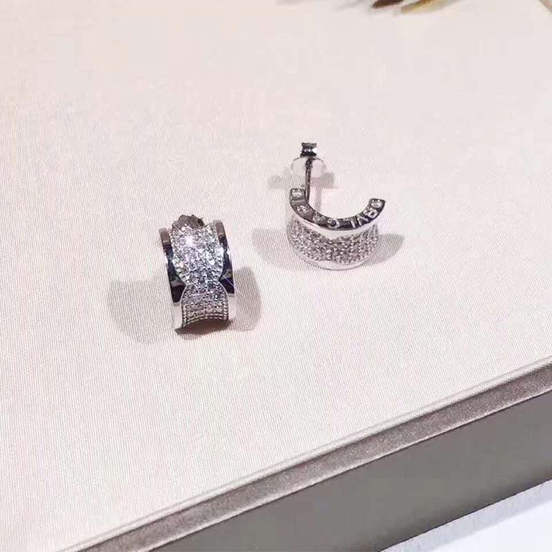 Side angle showing silver-tone finish on Bvlgari Women B.zero1 Earrings