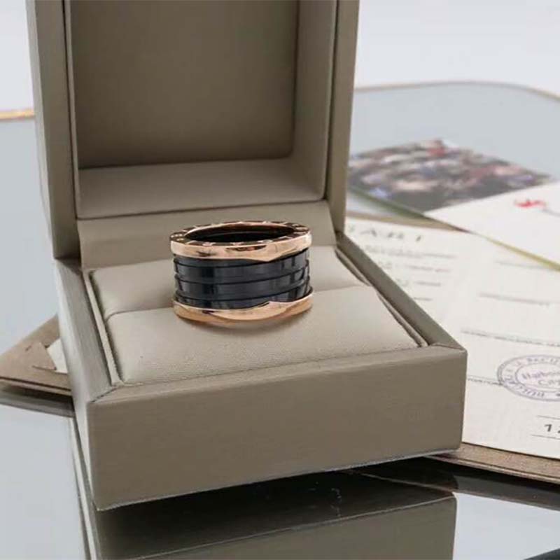 Side profile showing layered design of Bvlgari Women B.zero1 Four-Band Ring