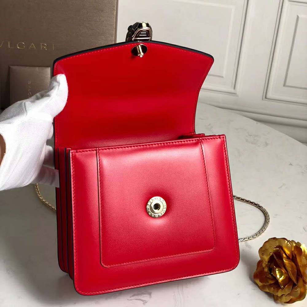 Bvlgari Serpenti Forever Medium Flap Cover Handle Bag Calfskin-Red - image 7