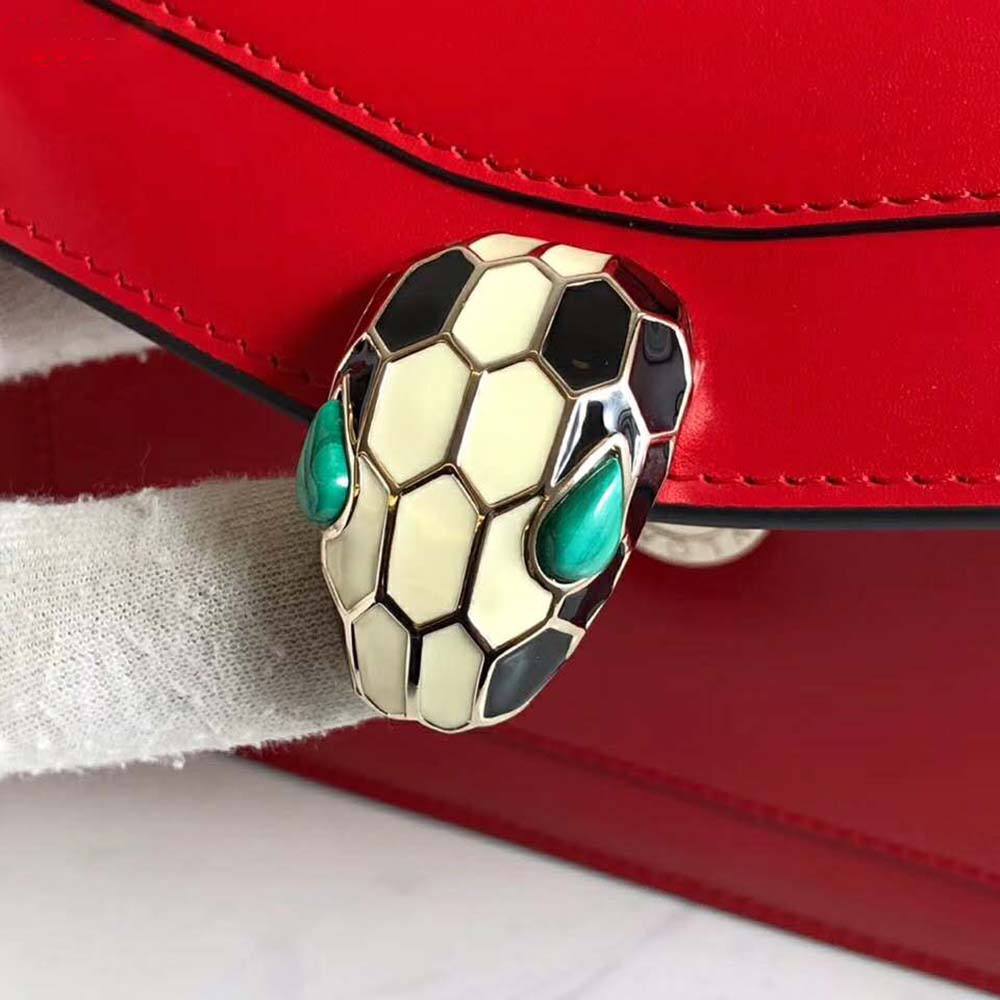 Bvlgari Women Flap Cover Bag Serpenti Forever in Red Calf - image 9