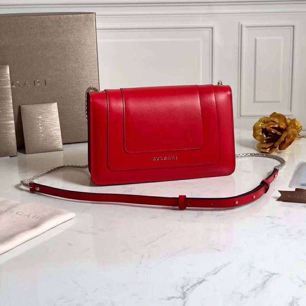 Bvlgari Women Flap Cover Bag Serpenti Forever in Red Calf - image 4