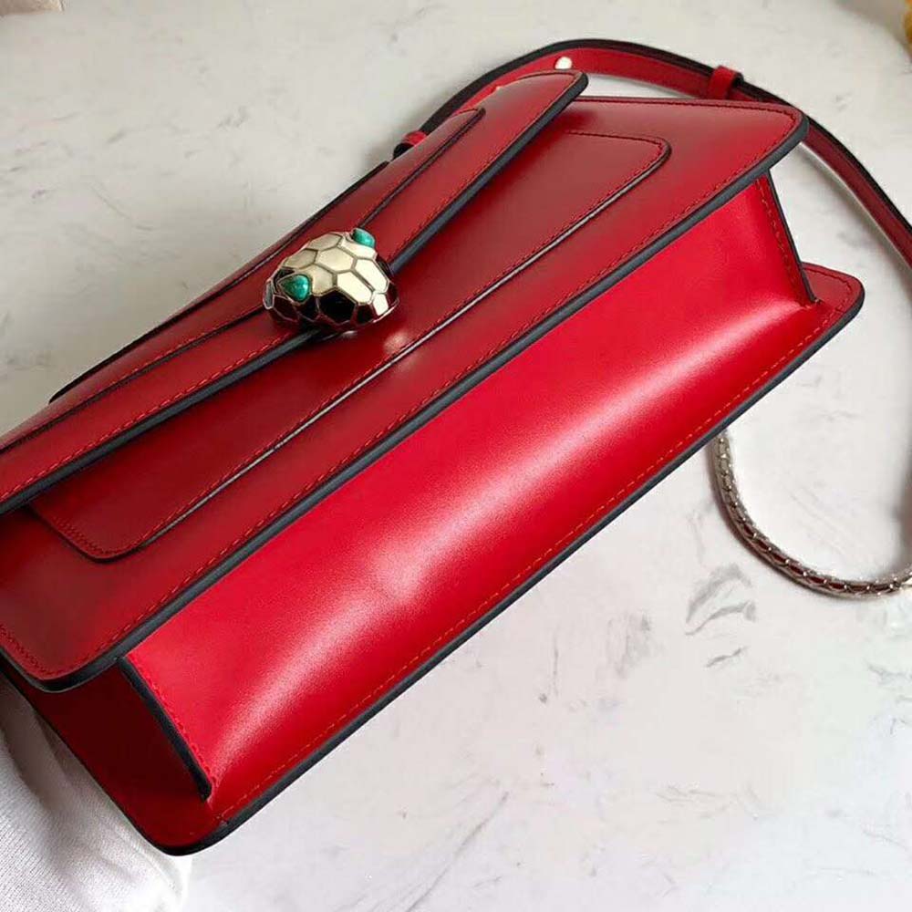 Bvlgari Women Flap Cover Bag Serpenti Forever in Red Calf - image 6
