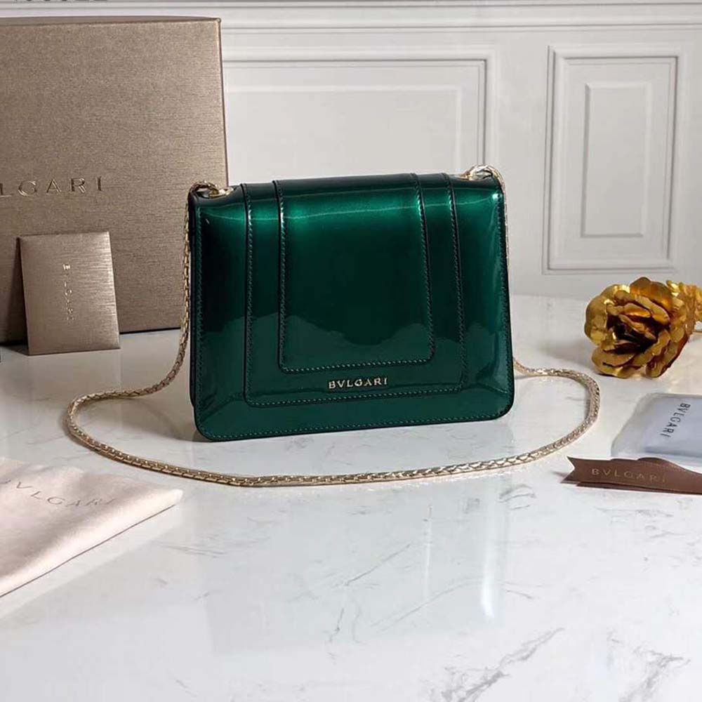 Side angle showing gold-tone hardware on Bvlgari Women Serpenti Forever Charm-Green