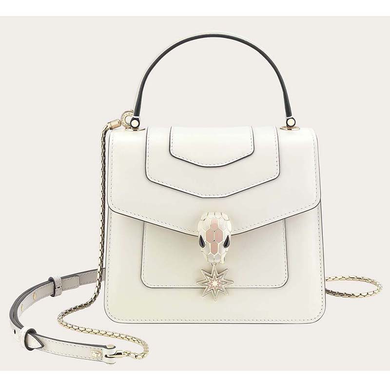 Front view of Bvlgari Women Serpenti Forever Crossbody Bag Pop Wishes in White