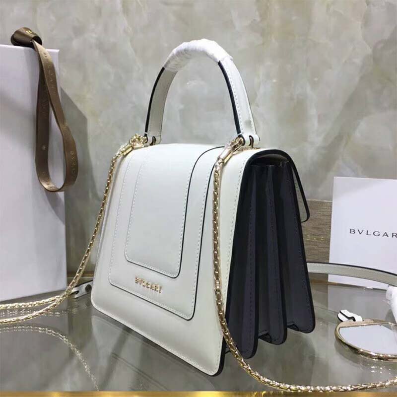 Side angle showing silver hardware on Bvlgari Women Serpenti Forever Crossbody Bag