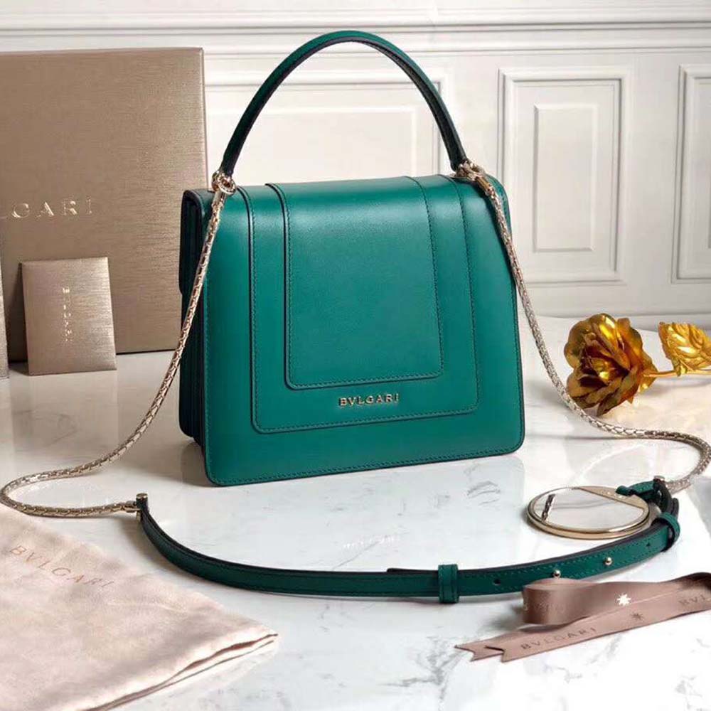 Side view showing slim profile of Bvlgari Women Serpenti Forever Flap Cover