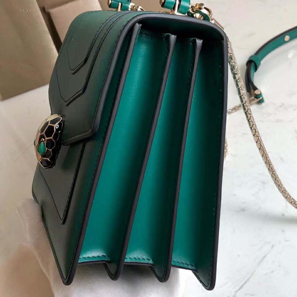 Bvlgari Women Serpenti Forever Flap Cover in Emerald Green Calf Leather - image 5
