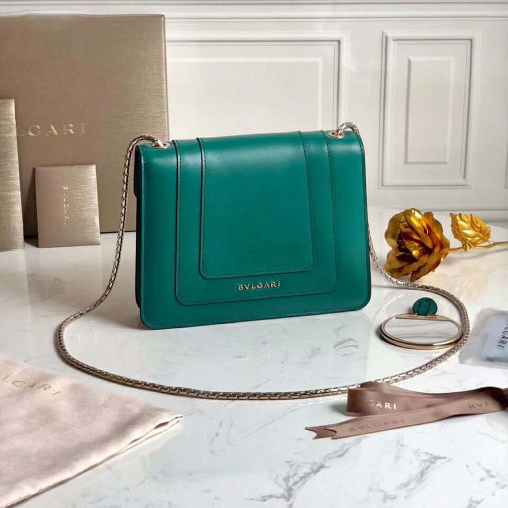 Side angle showing silhouette of Bvlgari Women Serpenti Forever Mini Bag in Green