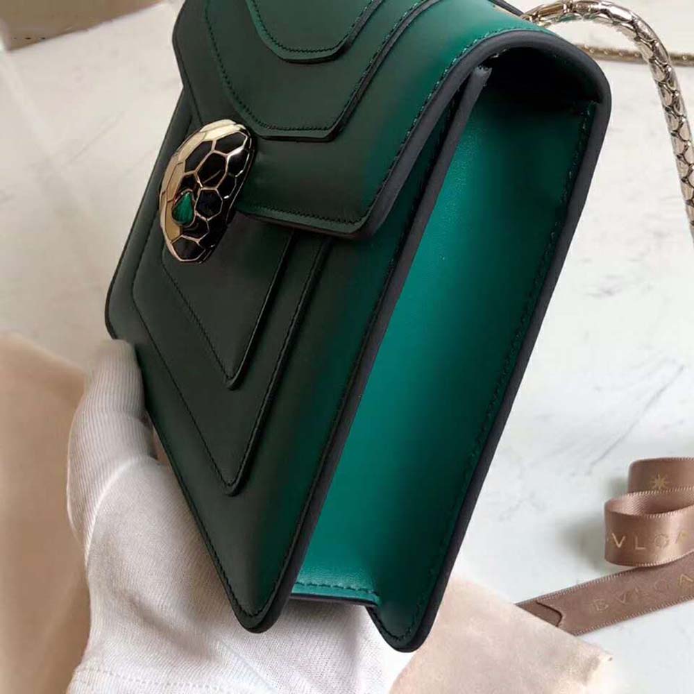 Bvlgari Women Serpenti Forever Mini Bag in Calf Leather-Green - image 5