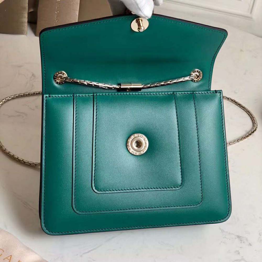 Bvlgari Women Serpenti Forever Mini Bag in Calf Leather-Green - image 4