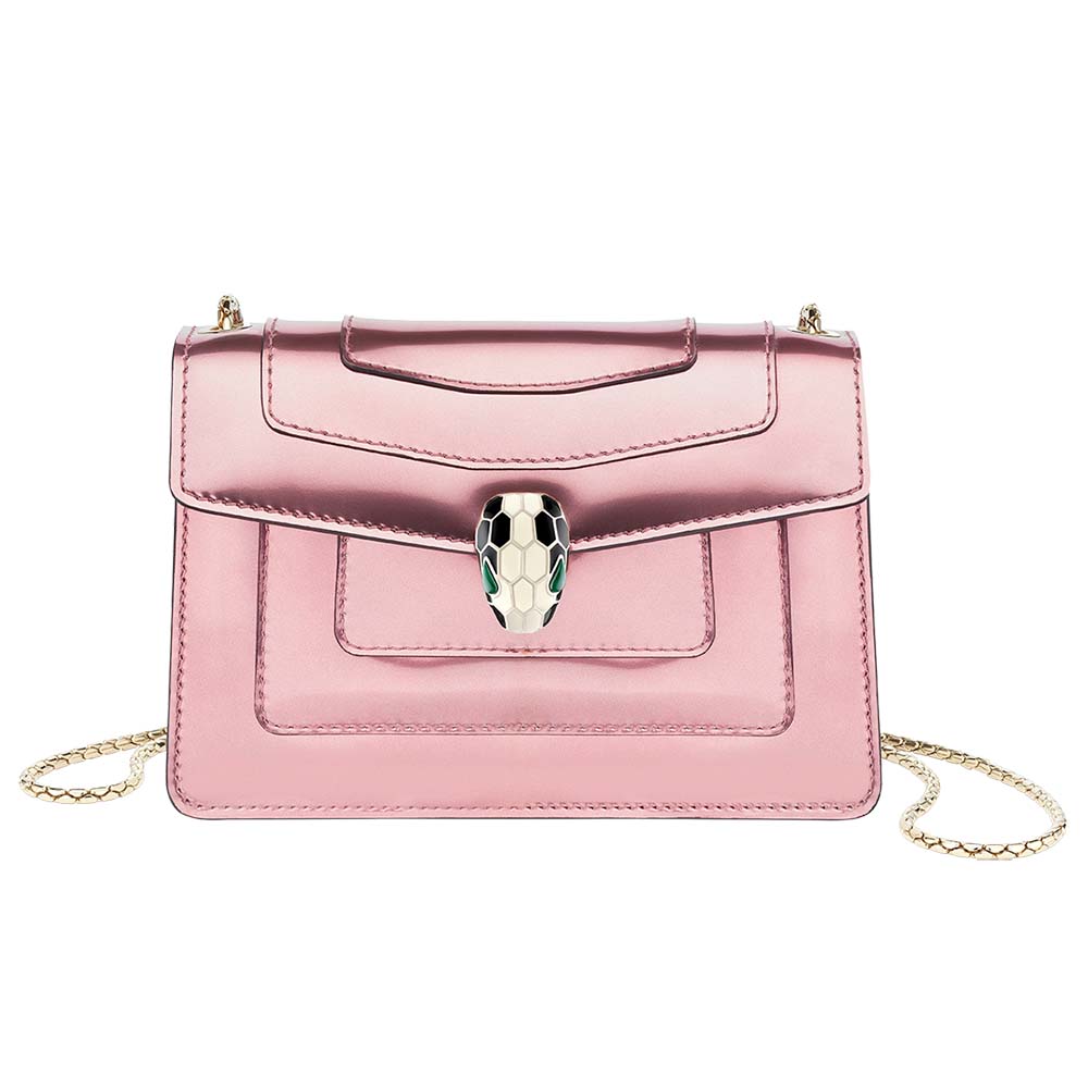 Front view of Bvlgari Women Serpenti Forever Mini Bag in pink calf leather