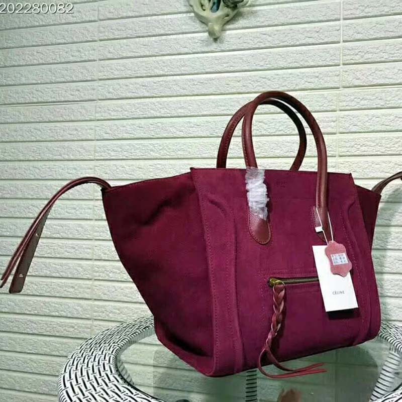 Celine Medium Luggage Phantom Bag in Baby Calfskin Leather-Maroon - image 5