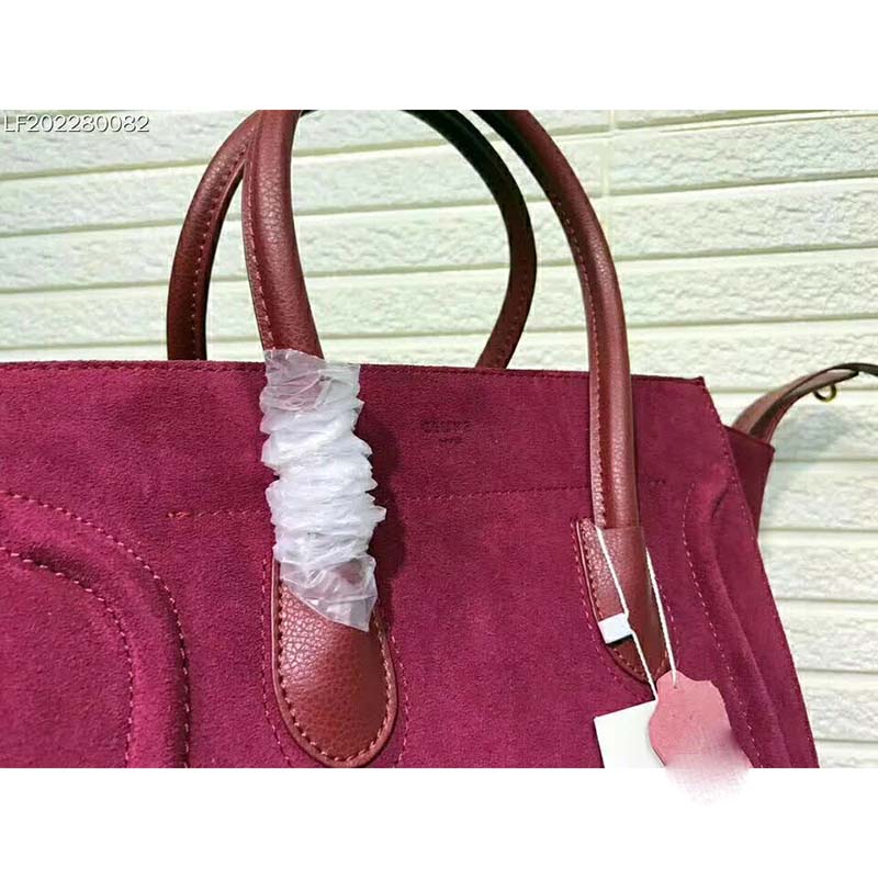 Celine Medium Luggage Phantom Bag in Baby Calfskin Leather-Maroon - image 9