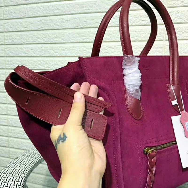 Celine Medium Luggage Phantom Bag in Baby Calfskin Leather-Maroon - image 8