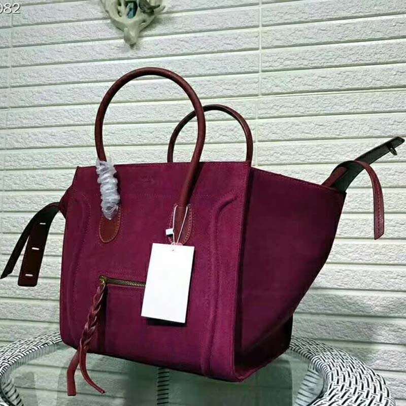 Celine Medium Luggage Phantom Bag in Baby Calfskin Leather-Maroon - image 4