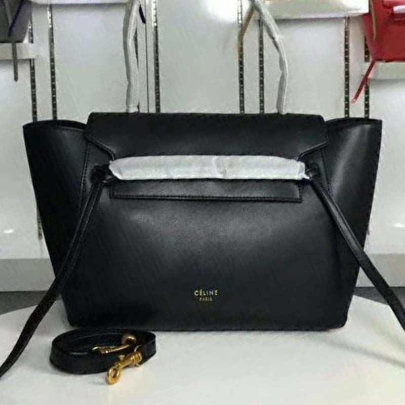Side angle showing silhouette of Celine Small Belt Bag in smooth calfskin