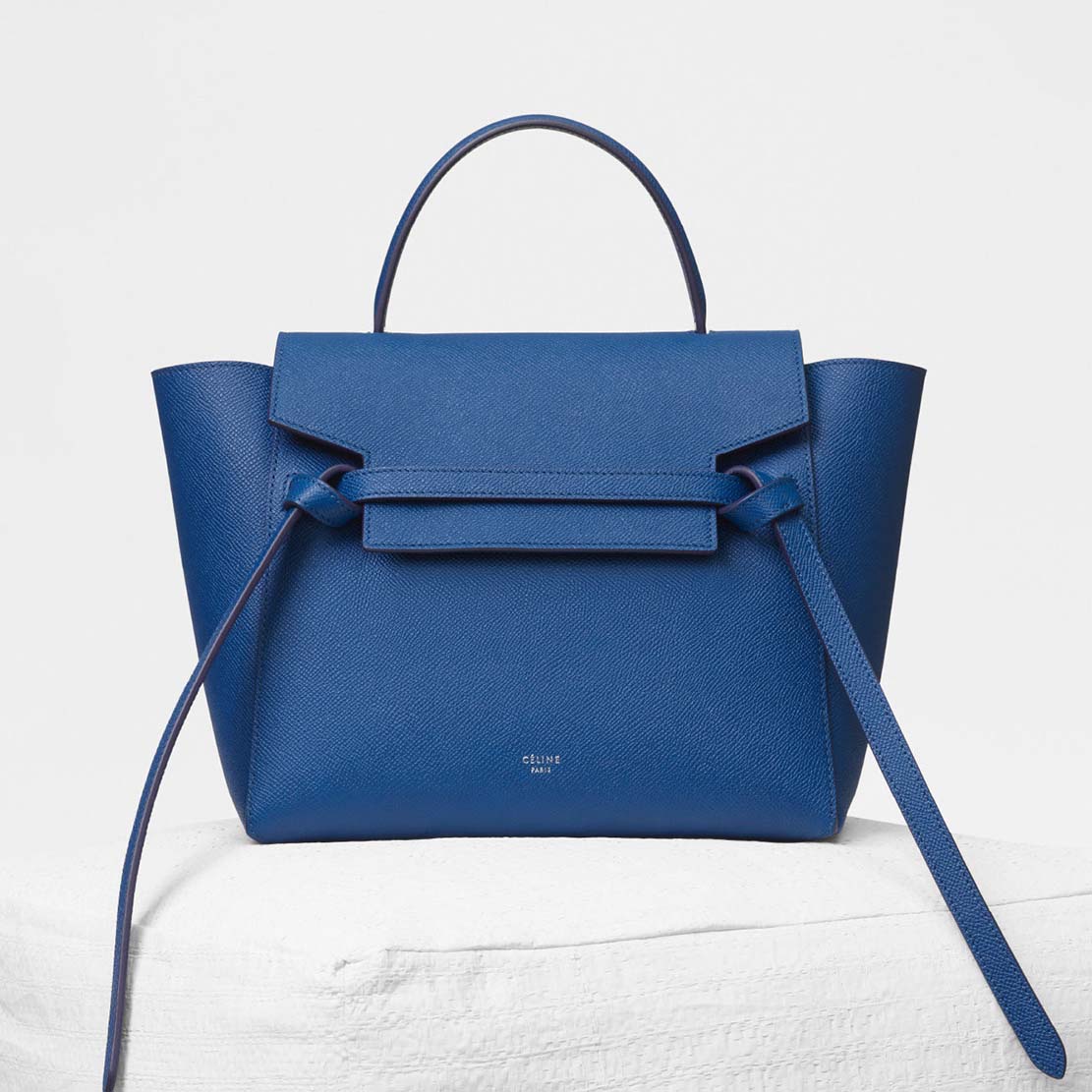 Front view of Celine Small Belt Bag in Smooth Calfskin Leather-Blue