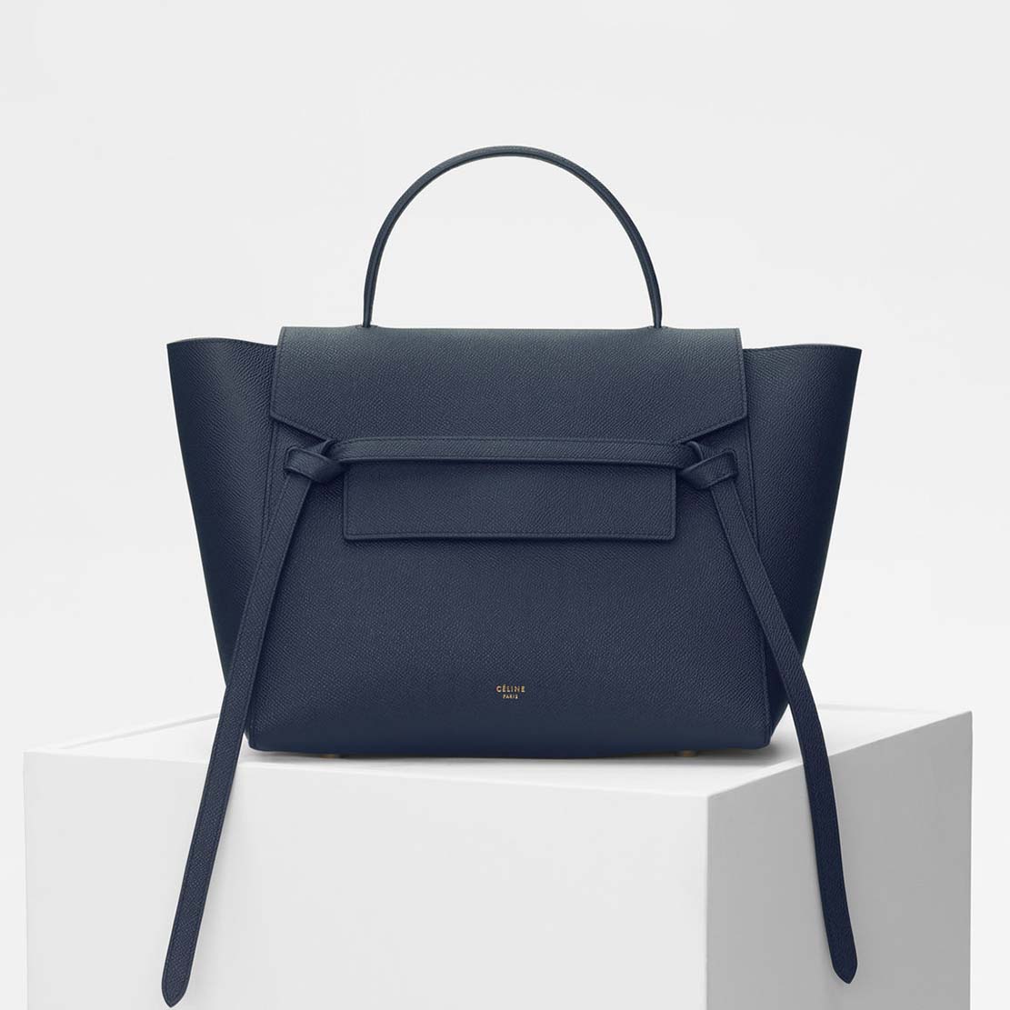 Front view of Celine Small Belt Bag in Smooth Calfskin Leather-Navy Blue