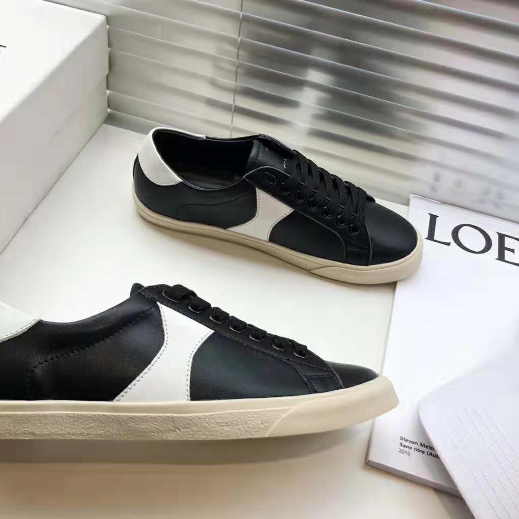 Top-down view showing lace-up detail on Celine Triomphe low sneaker