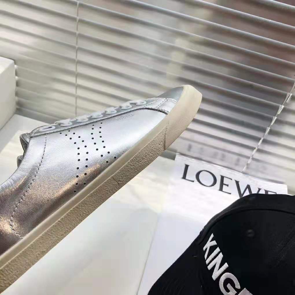 Celine Women Celine Triomphe Low Lace Up Sneaker Calfskin-Silver - image 10