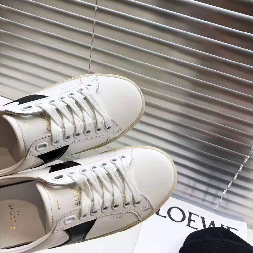 Celine Women Celine Triomphe Low Lace Up Sneaker Calfskin-White - image 8