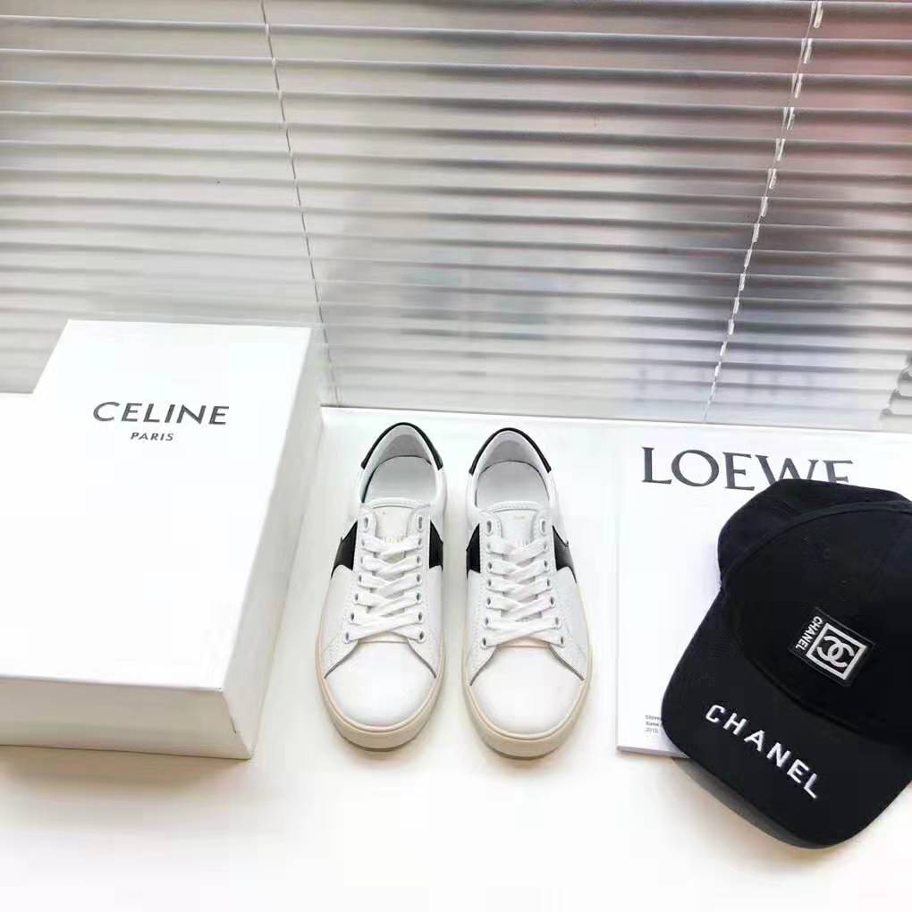Celine Women Celine Triomphe Low Lace Up Sneaker Calfskin-White - image 4