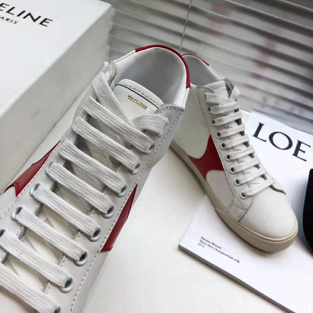 Celine Women Celine Triomphe Mid Lace Up Sneaker Calfskin-Red - image 5
