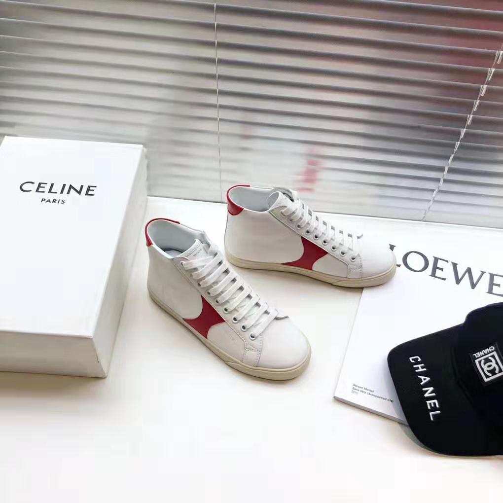 Celine Women Celine Triomphe Mid Lace Up Sneaker Calfskin-Red - image 10