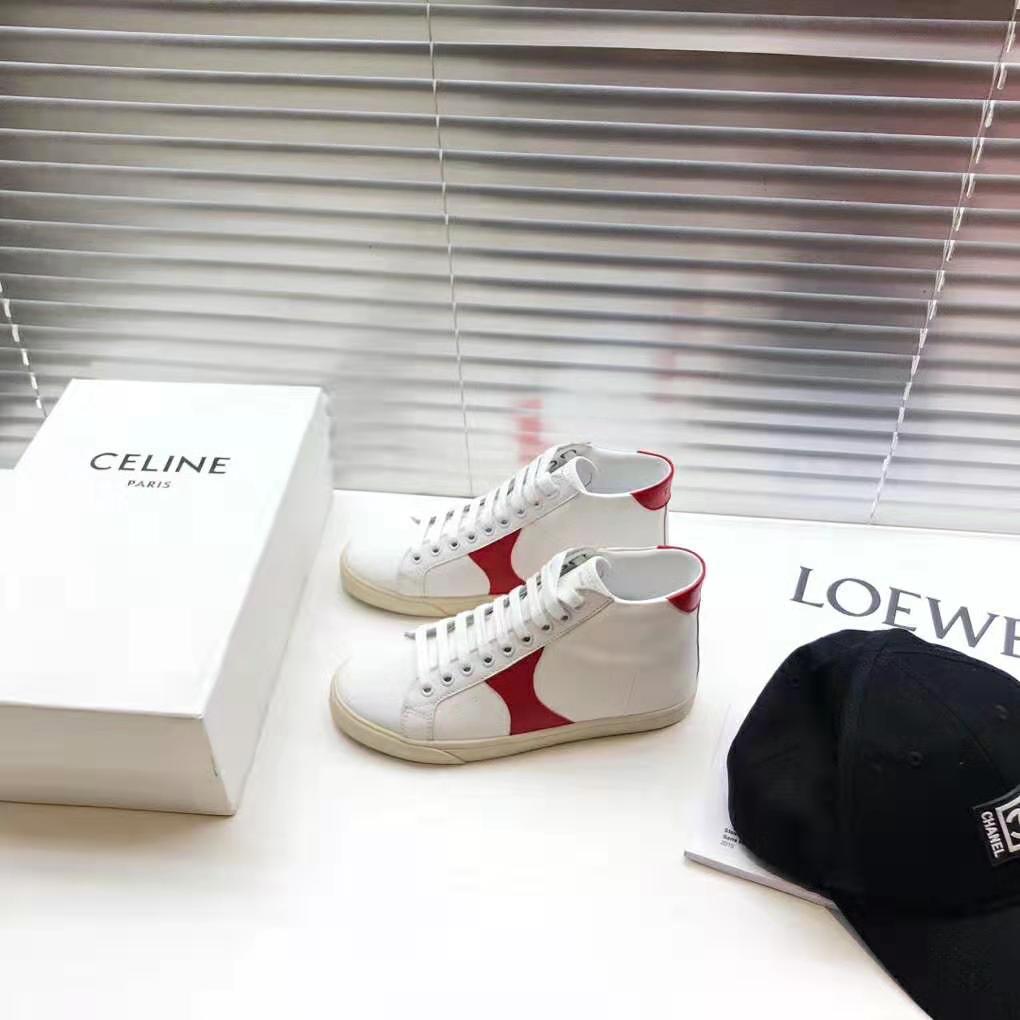 Celine Women Celine Triomphe Mid Lace Up Sneaker Calfskin-Red - image 8