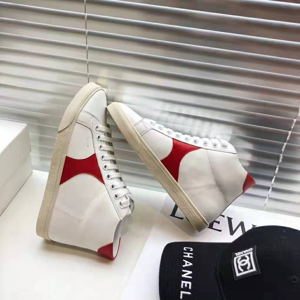 Celine Women Celine Triomphe Mid Lace Up Sneaker Calfskin-Red - image 4