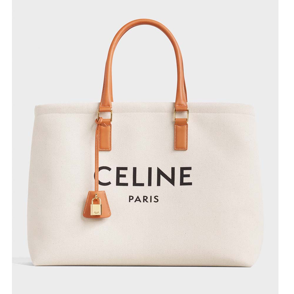 Front view of Celine Women Horizontal Cabas Celine in Canvas with Print-White