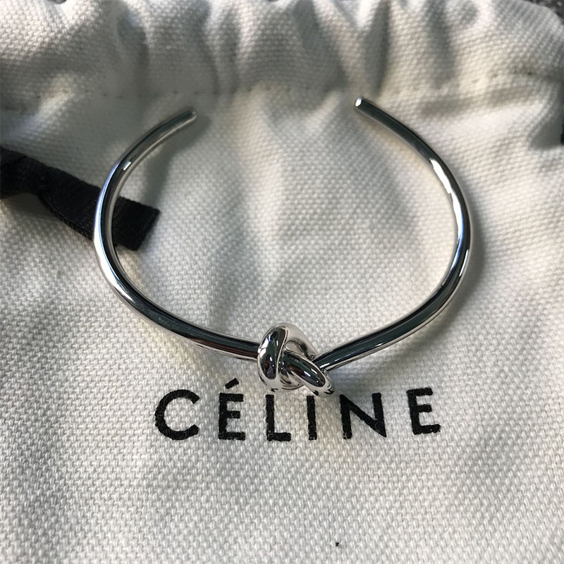 Celine Women Knot Extra-Thin Bracelet in Brass with Rhodium Finish-Silver - image 3