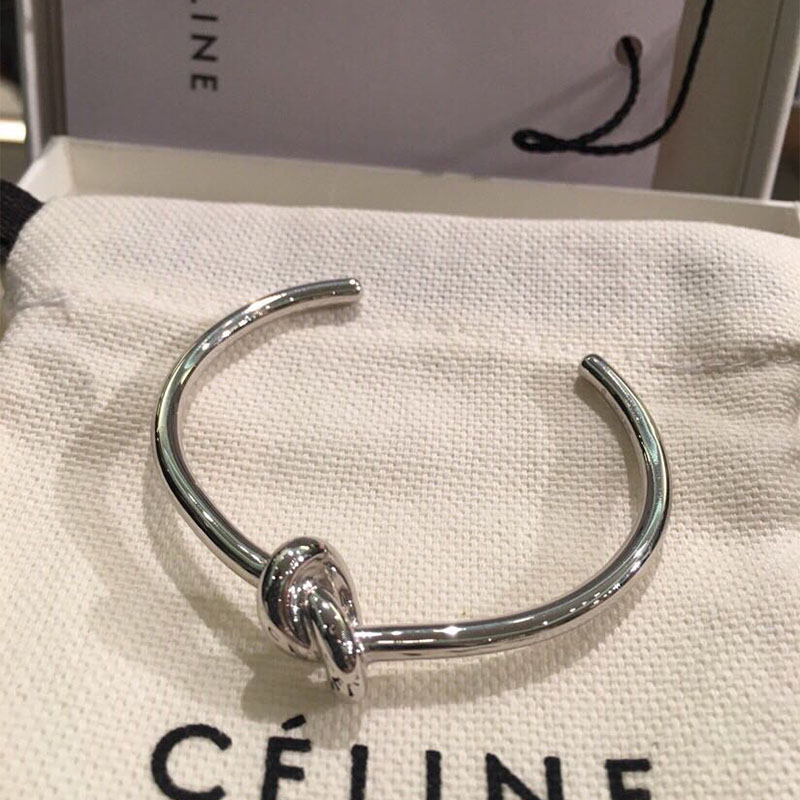 Celine Women Knot Extra-Thin Bracelet in Brass with Rhodium Finish-Silver - image 2