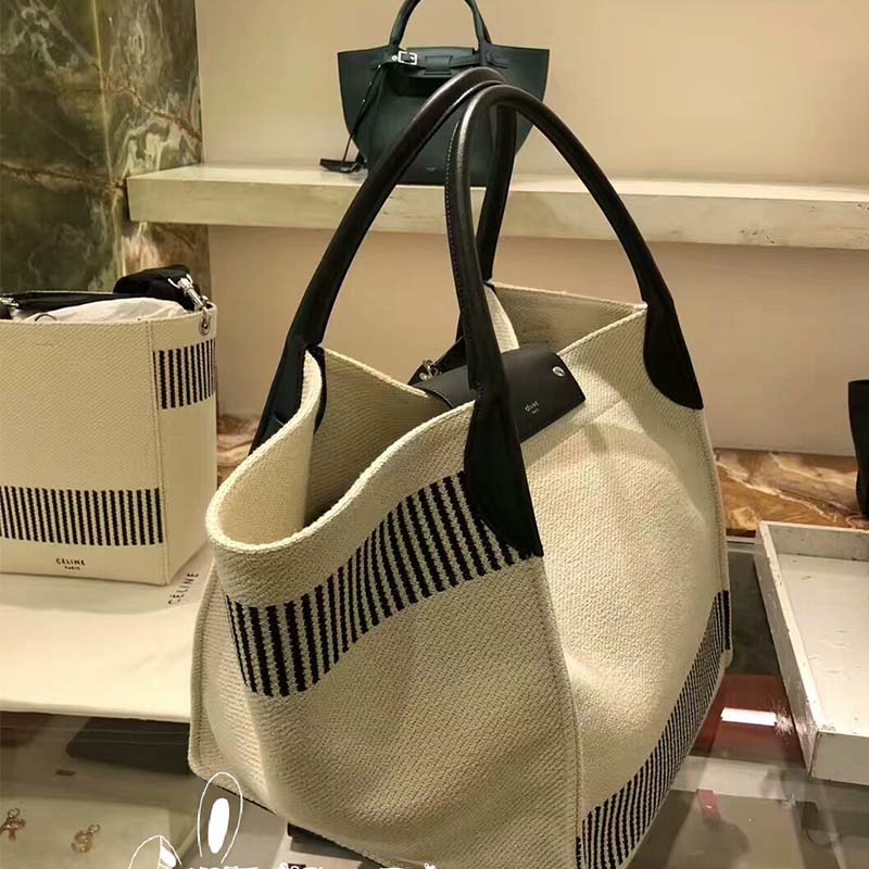 Celine Women Medium Big Bag in Textured Canvas-White - image 4