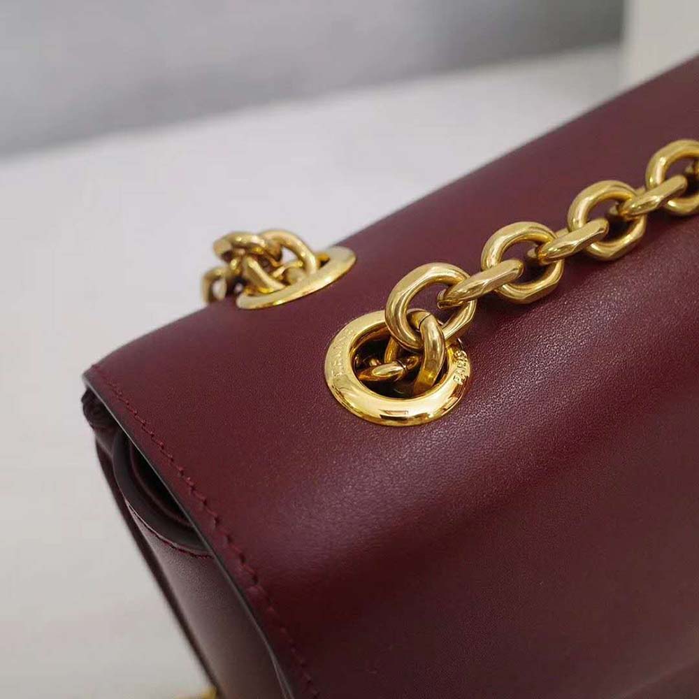 Celine Women Medium C Bag in Shiny Calfskin Leather-Maroon - image 10