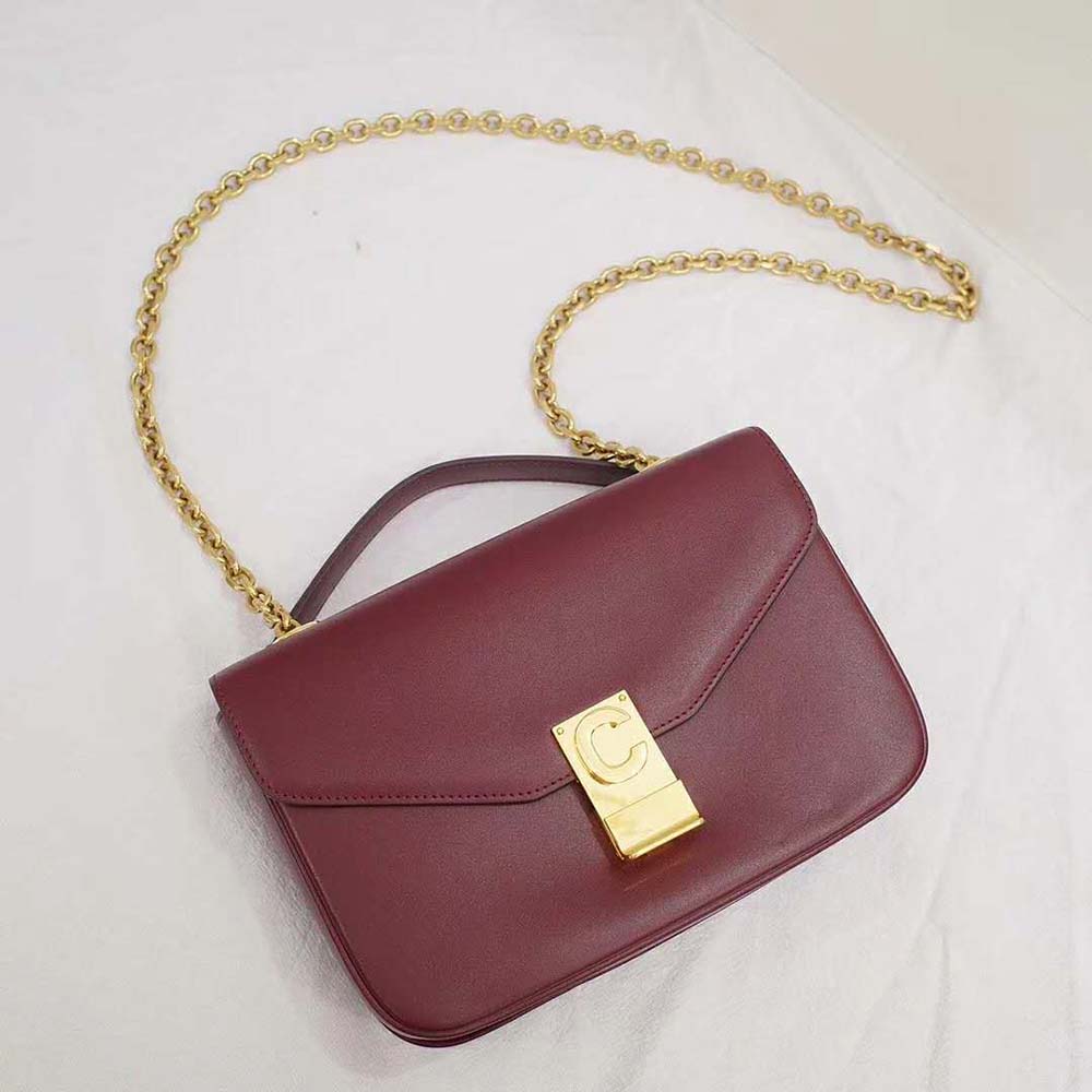 Close-up of gold-tone 'C' hardware on Celine Women Medium C Bag
