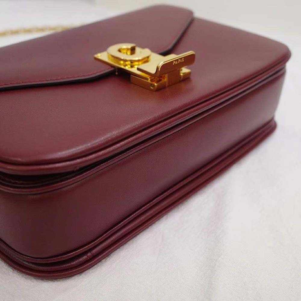 Celine Women Medium C Bag in Shiny Calfskin Leather-Maroon - image 6
