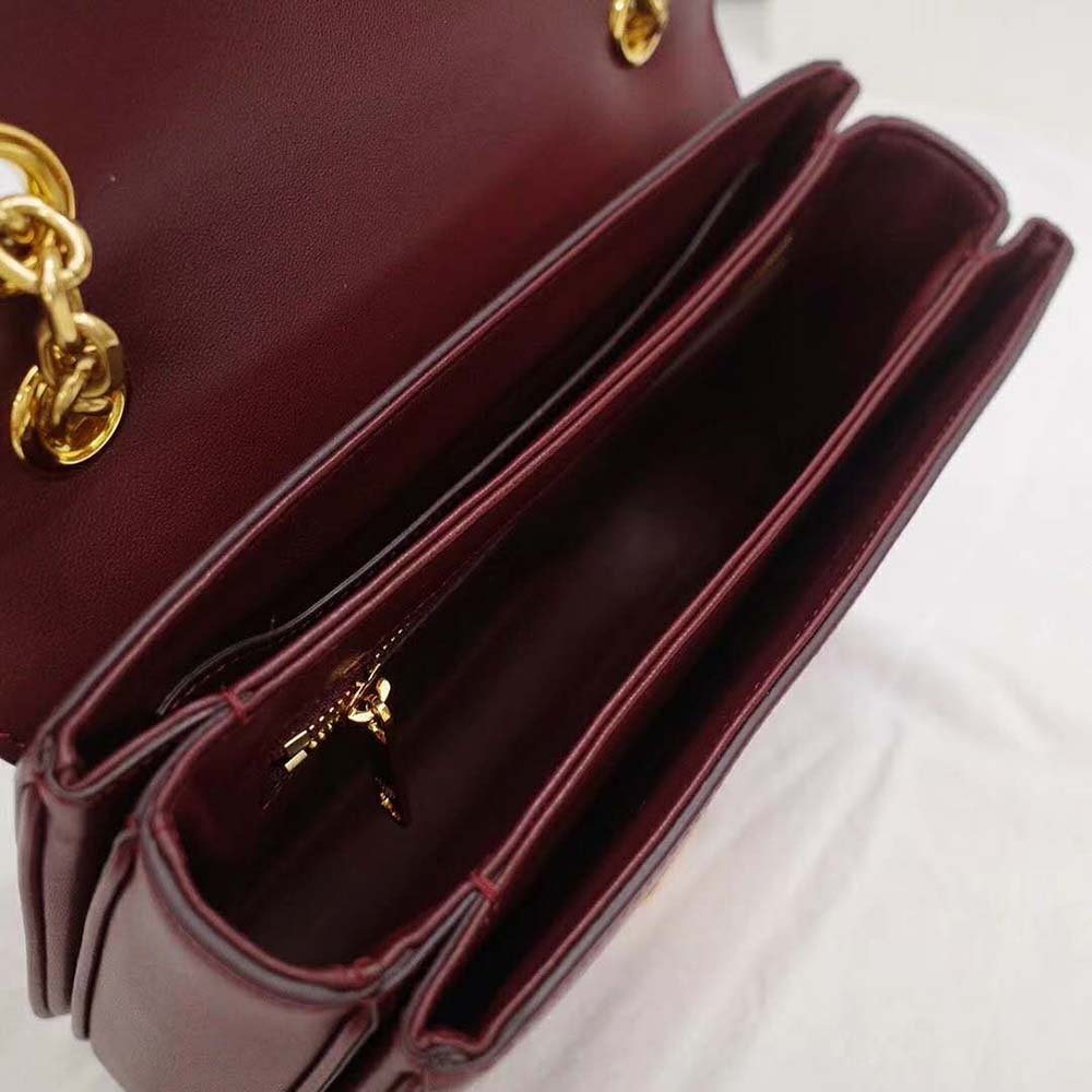 Celine Women Medium C Bag in Shiny Calfskin Leather-Maroon - image 8