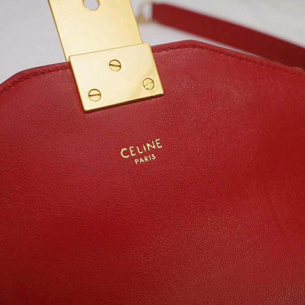 Celine Women Medium C Bag in Shiny Calfskin Leather-Red - image 10