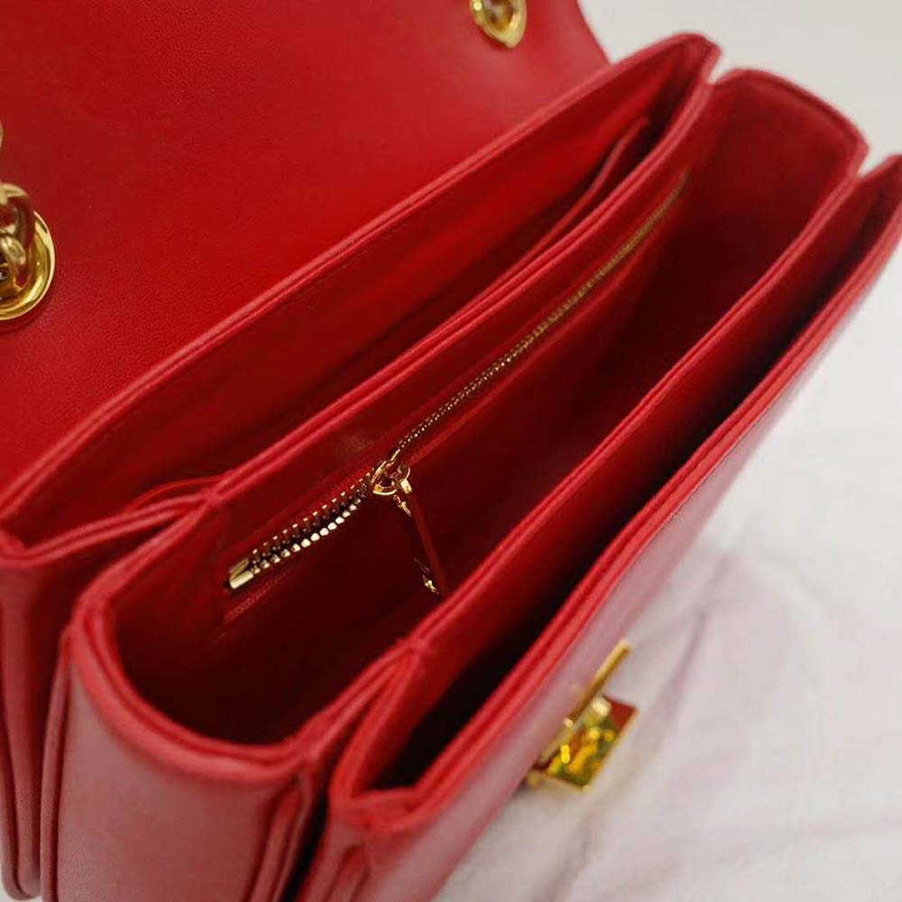 Celine Women Medium C Bag in Shiny Calfskin Leather-Red - image 6