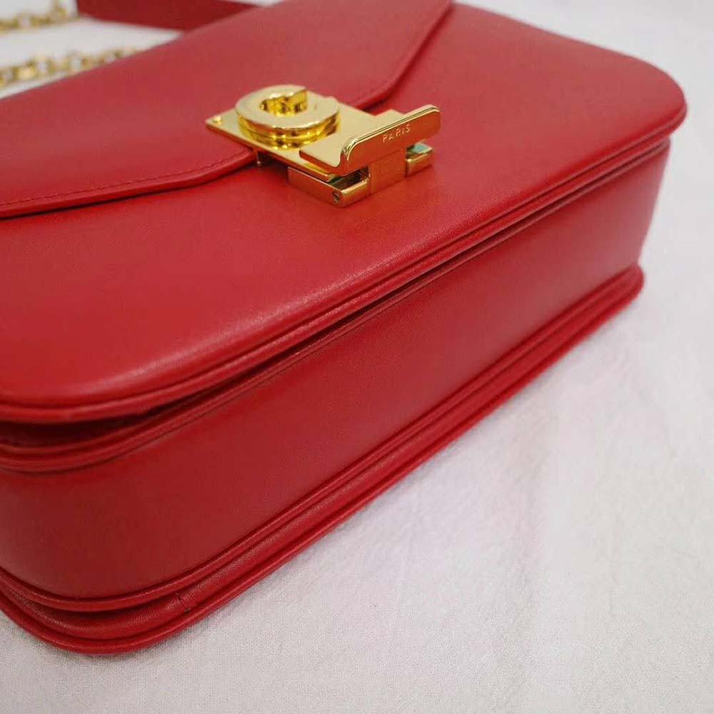 Celine Women Medium C Bag in Shiny Calfskin Leather-Red - image 7
