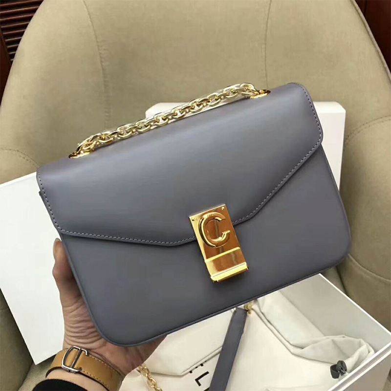 Close-up of silver C logo hardware on Celine Women Medium C Bag