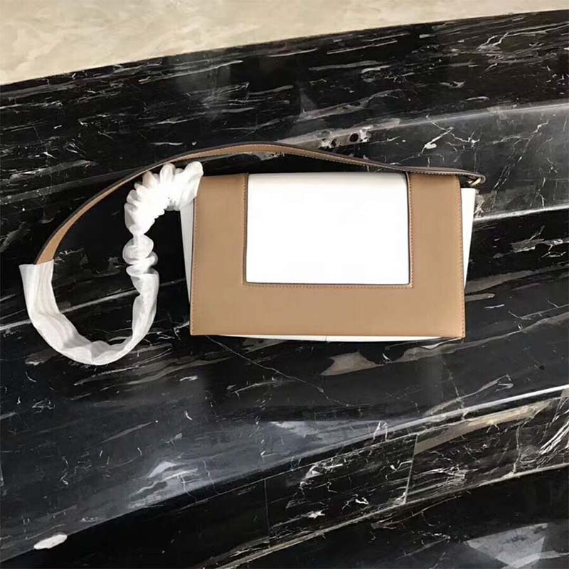 Side view showing the silhouette of Celine Women Medium Frame Bag in brown