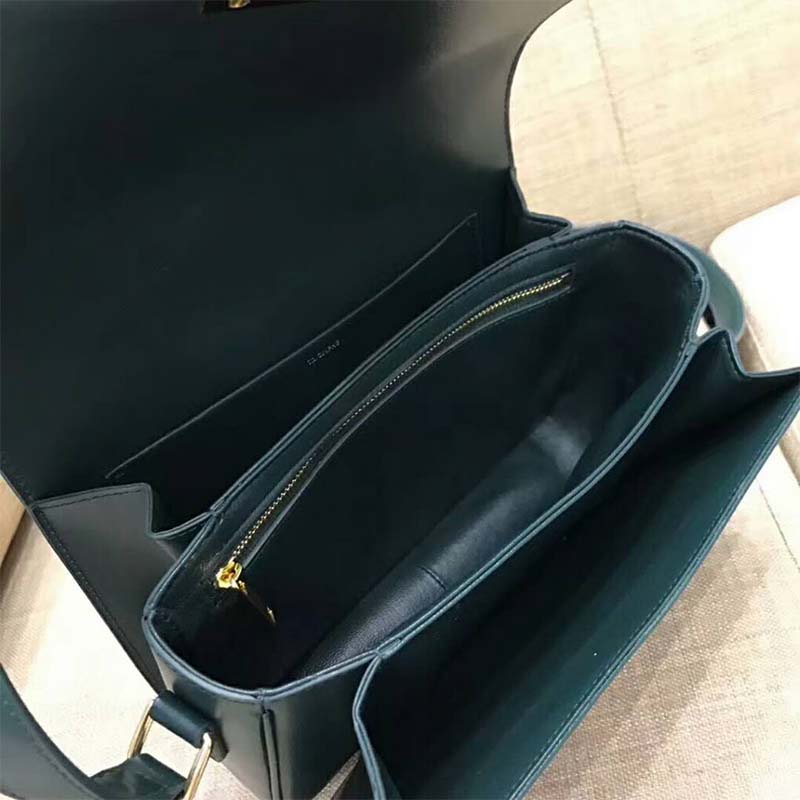 Celine Women Medium Triomphe Bag In Shiny Calfskin-Green - image 6