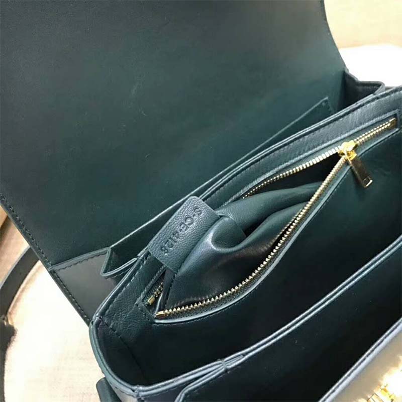 Celine Women Medium Triomphe Bag In Shiny Calfskin-Green - image 8
