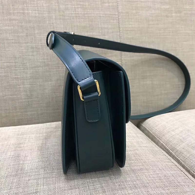 Celine Women Medium Triomphe Bag In Shiny Calfskin-Green - image 4